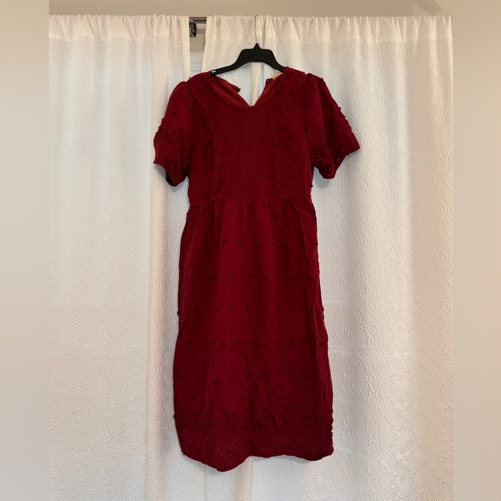 Burgundy Knee Length Dress